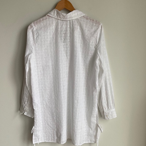 NWT J.Crew White Eyelet Airy side-tie tunic cover-up SZ XS - Picture 6 of 8
